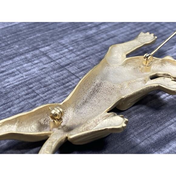Large Vintage JJ Jonette 1988 Climbing Panther 4.25” Brooch Pin Matte Gold Tone - Picture 12 of 12